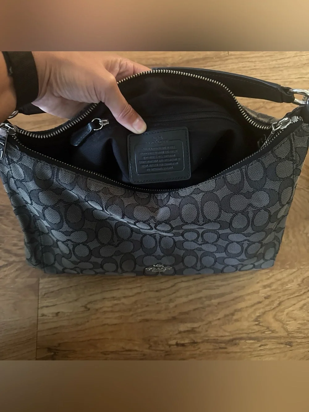Coach Signature Jacquard Bag in Charcoal/Black